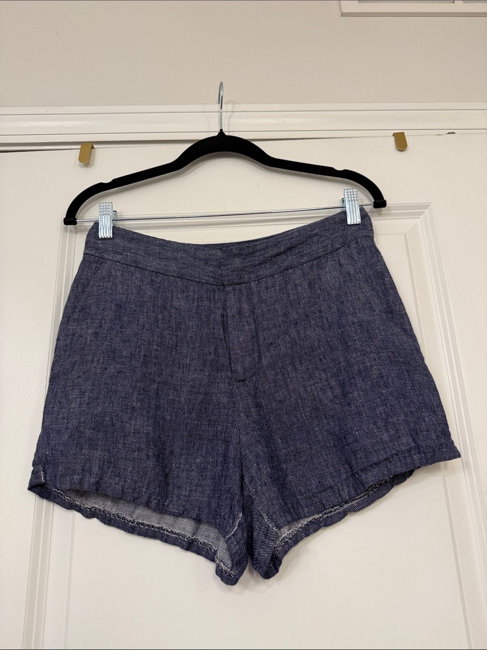 Fifteen Twenty Navy High-Waist Linen-Blend Shorts